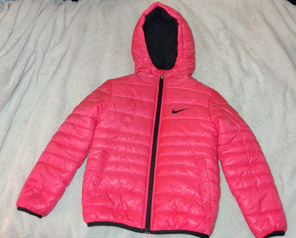 Nike Kids Pink Hooded Puffer Coat